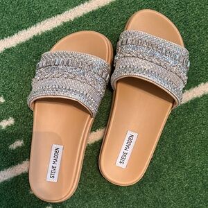 Steve Madden Silver Milina Embellished Sandals